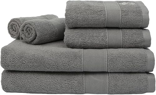 Jesset Juego de 6 toallas de baño de lujo de algodón turco para hotel toallas de baño gruesas para baño juego de 6 toallas de baño 2 toallas de mano