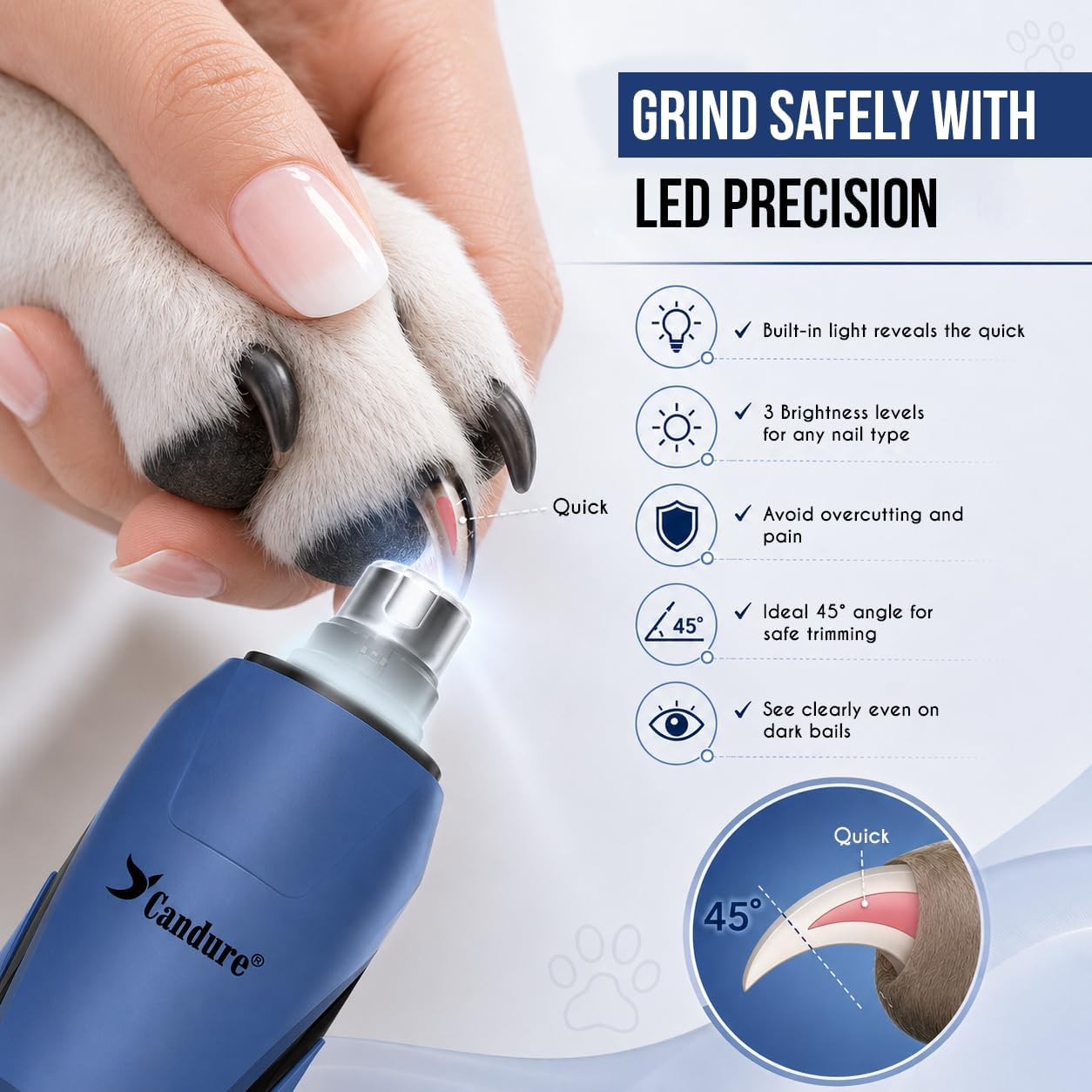 Candure Quiet Dog Nail Grinder - Stress-Free Grooming -4 Candure Quiet Dog Nail Grinder - Stress-Free Grooming -4