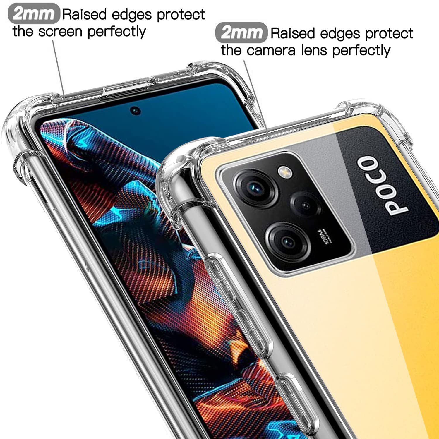 Custodia Asuwish Per Xiaomi Poco X5 Pro / Redmi Note 12 Pro 5G, Cover In TPU Morbido Trasparente Nero, Con Pellicola In Vetro Temperato Inclusa, Sottile, Supporta Ricarica Wireless - 2