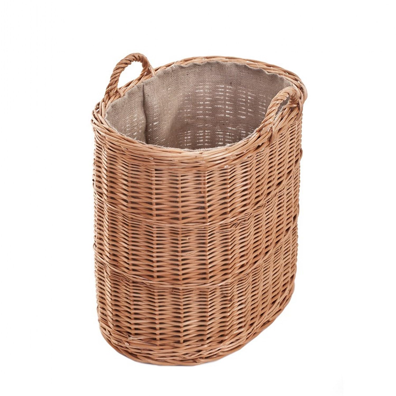 Panier de rangement en osier -ovale, panier de transport, corbeille en osier,haut panier, malle en osier (Avec doublure, Naturel)
