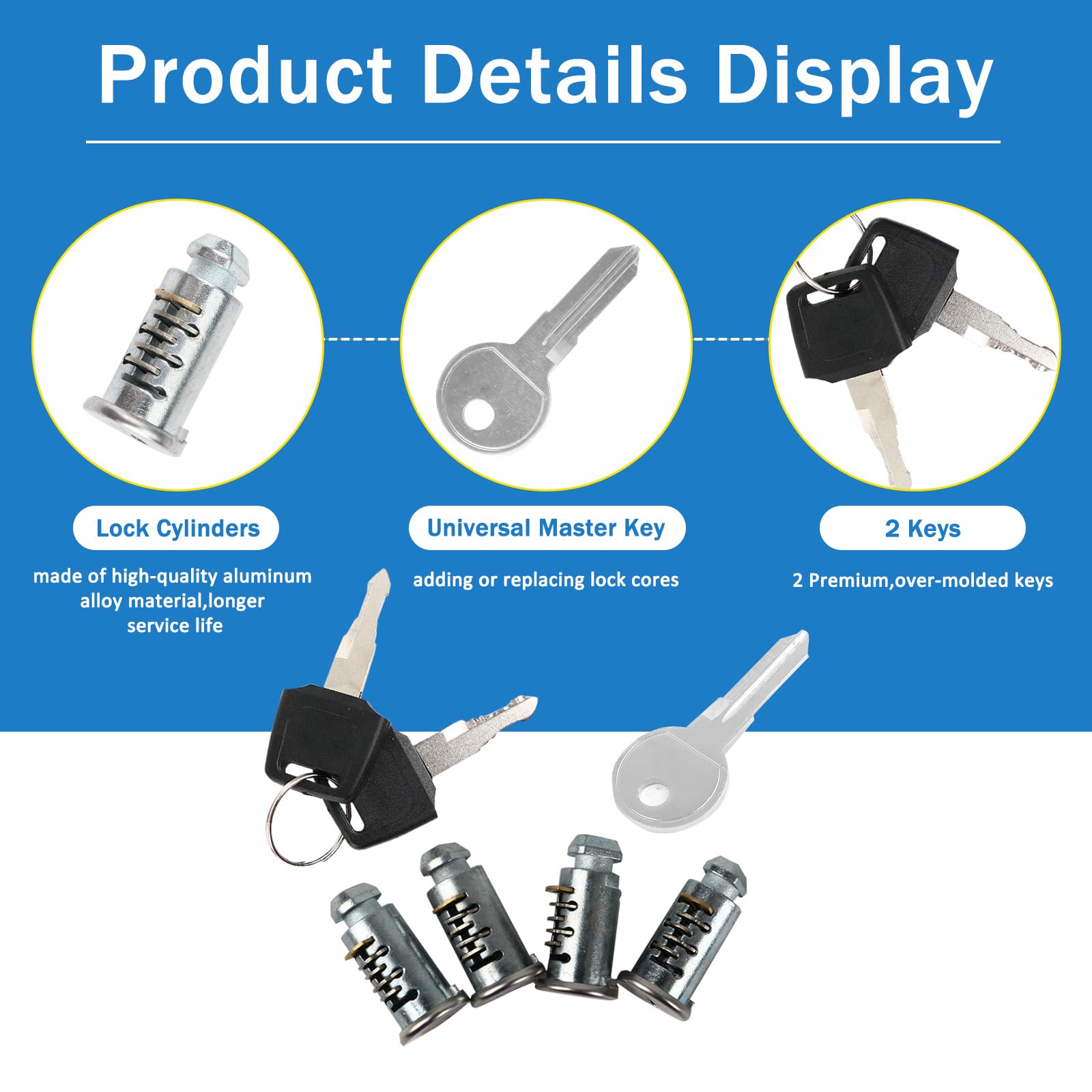 JCSJK Serrure Coffre De Toit Pour Thule, Barres De Toit 4* Cylindres De Serrure, 3*Clé Serrure De Chargement De Toit Porte-Ski Barres Transversales Tours Porte-Kaya
