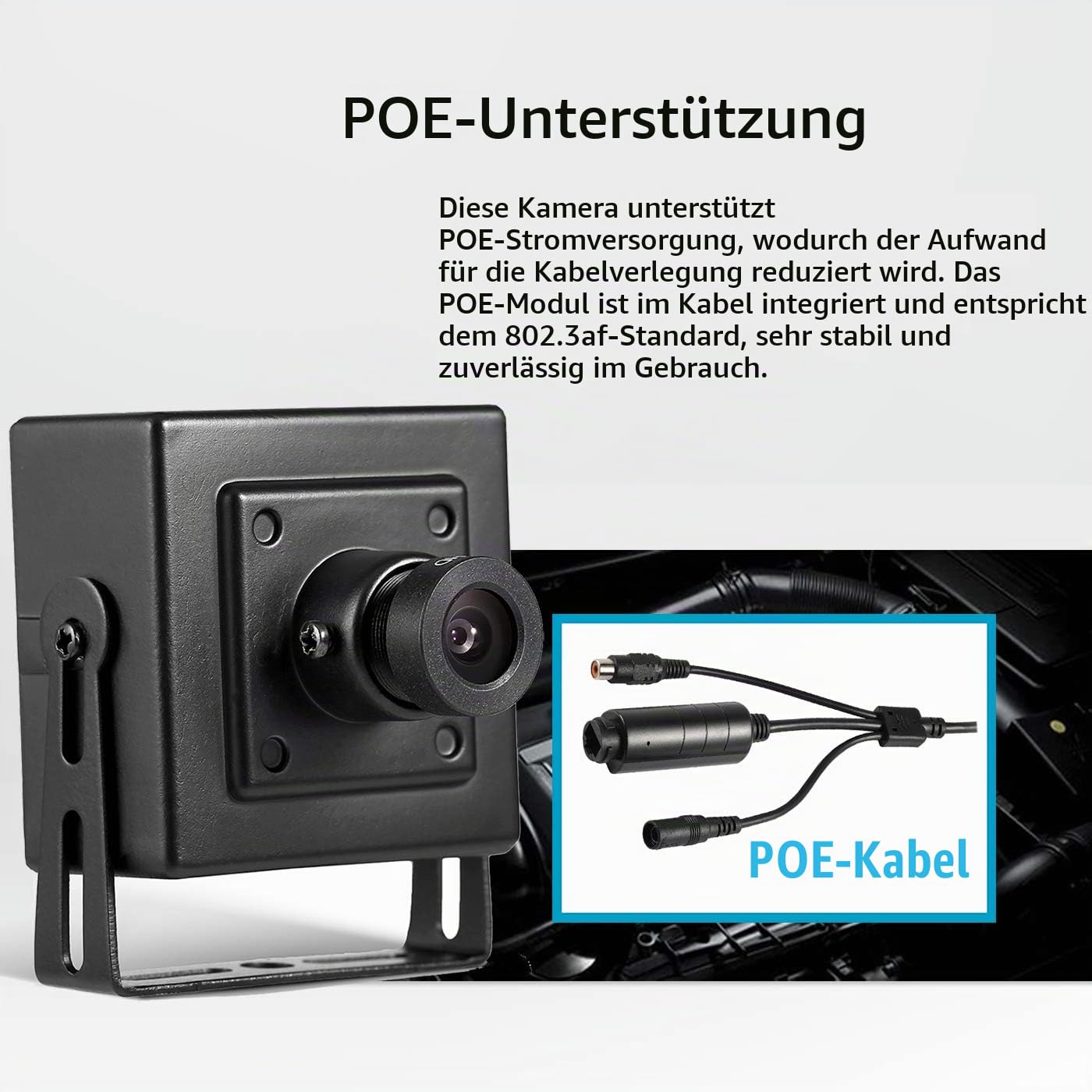 Mini POE IP Kamera mit Audio, Innen Sicherheit Kamera P2P Remote View 3MP HD CCTV Video überwachung H.265 H.264 (I706-P-Audio Schwarz)