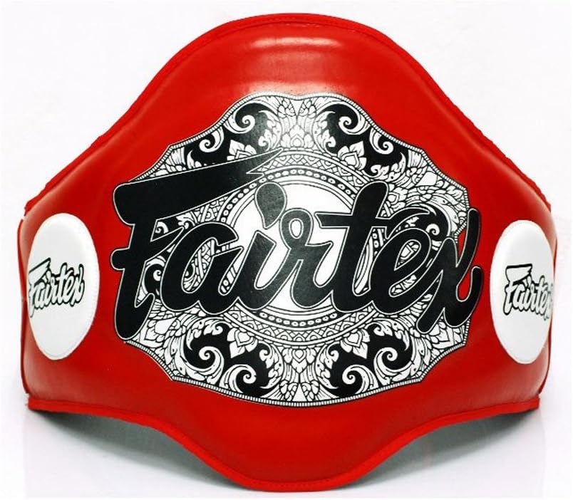 Fairtex BPV2 Light-Weight Belly Pad Muay Thai Trainers Protective Guard Thai Boxing MMA Kickboxing Gear Black or White (Red) : Sports & Outdoors
