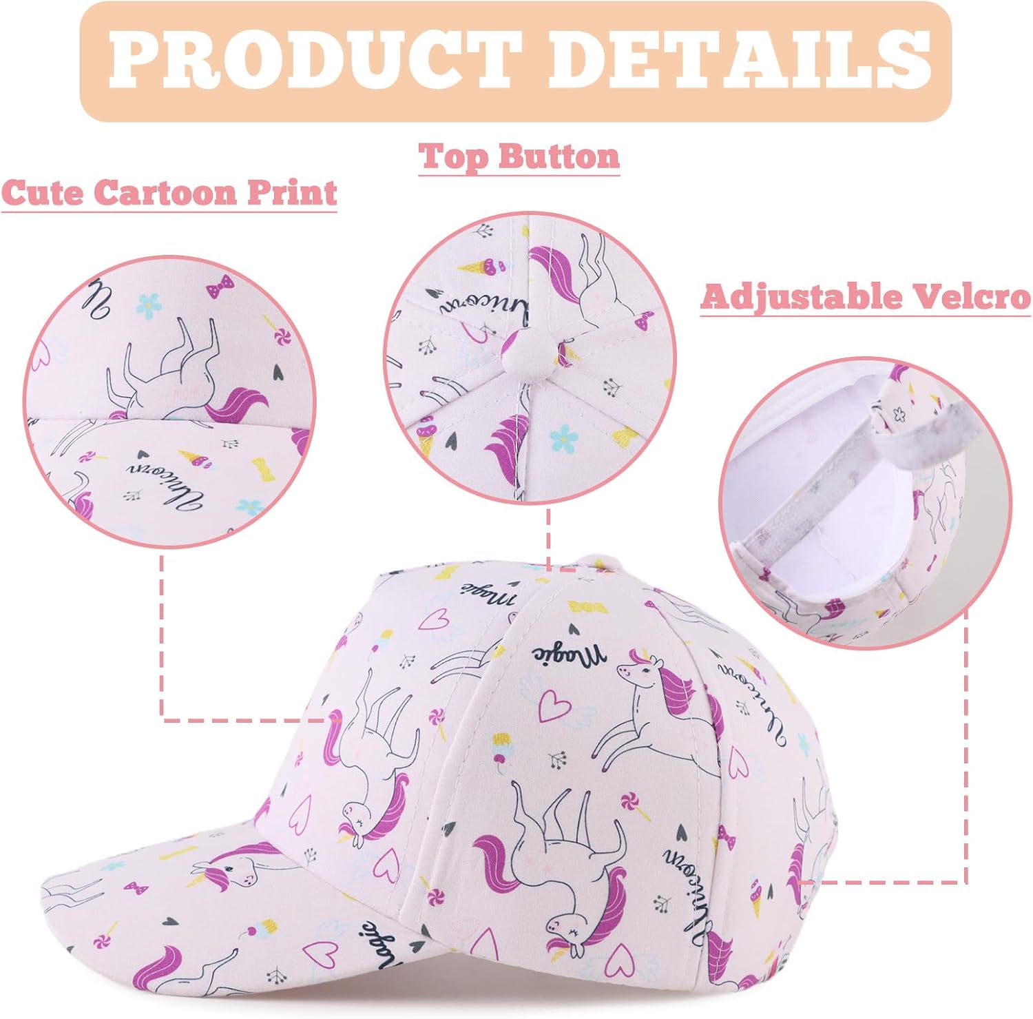 OMUKY Kids Baseball Cap Toddler Sun Hat Adjustable Summer Beach Girls Boys Caps for 2-6Years - Image 2