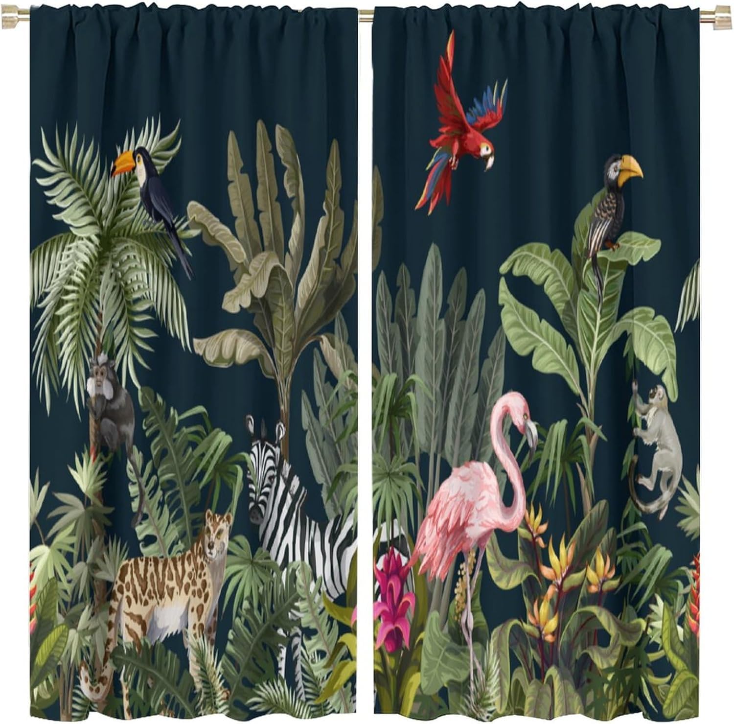 Thermal Insulated Blackout Curtains 220(W) X 215(H) Cm Animal 3D Hd Printing, Curtains Block Out Sunlight/Heat Gain, Suitable For Living Room Bedroom Childrens Room 9426352161472
