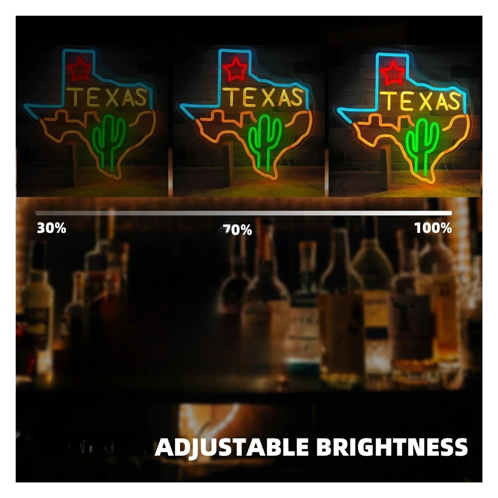 Hängende Kunst Leuchtreklamen Texas Neonschild LED-Licht Dimmbar USB-betrieben Für Bar Club Schlafzimmer Männerhöhle Restaurant Party Geburtstagsdeko 14.09inx13.786in