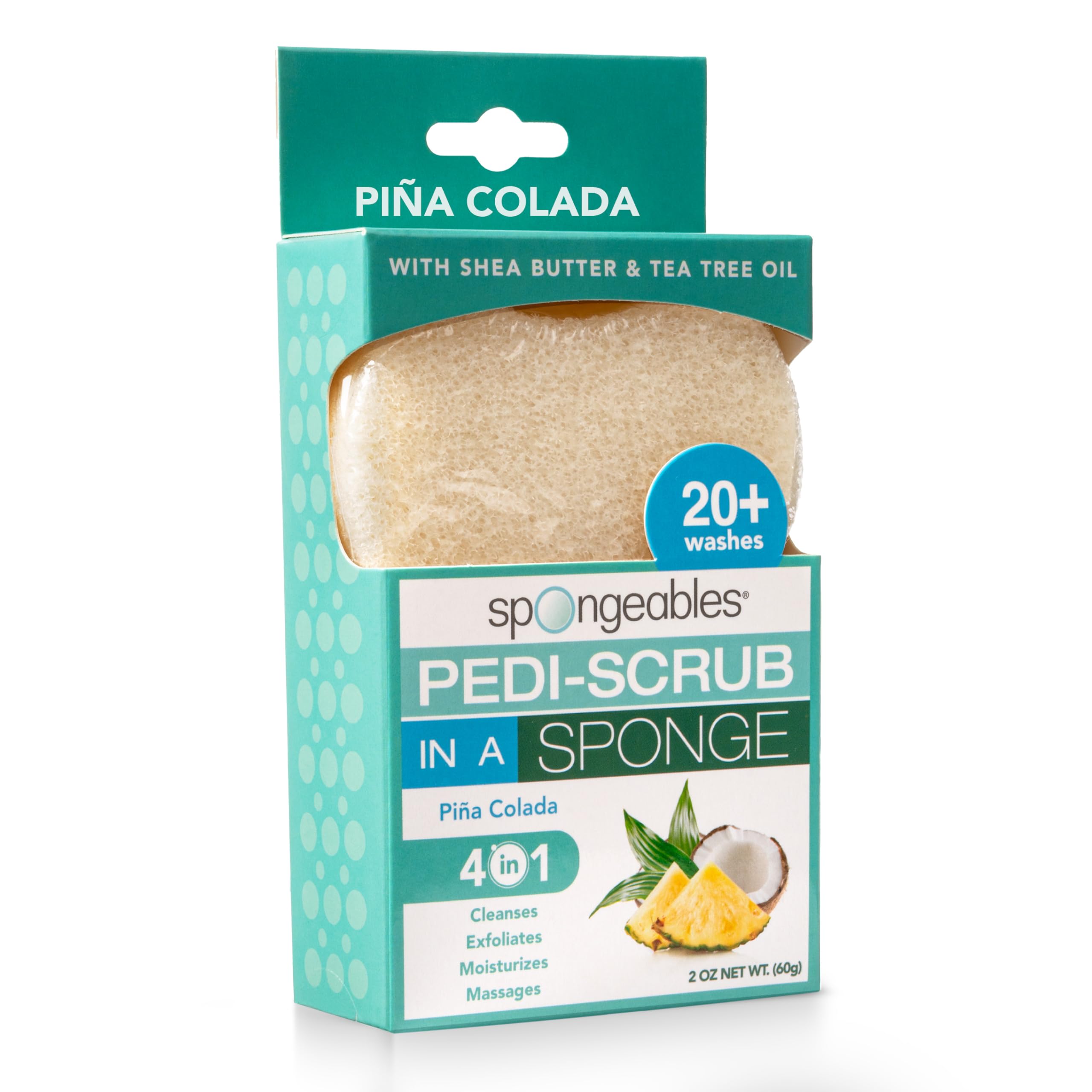 Spongables Pedi Scrub Foot Exfoliating 20+ Wash Sponge, Pina Colada, 1 Count