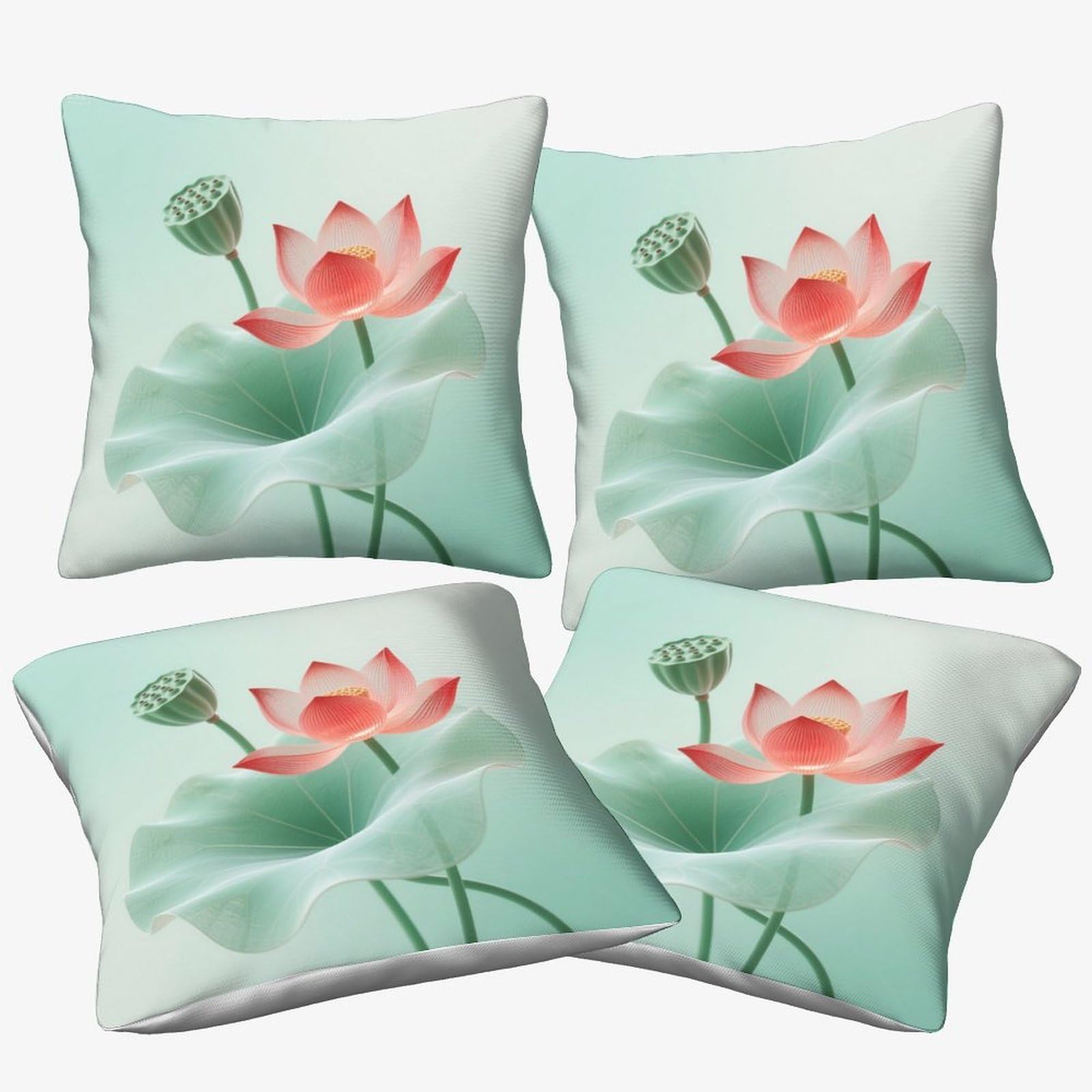 Lotus lot de 4 housses de coussin haut de gamme 40x40cm taie carrée
