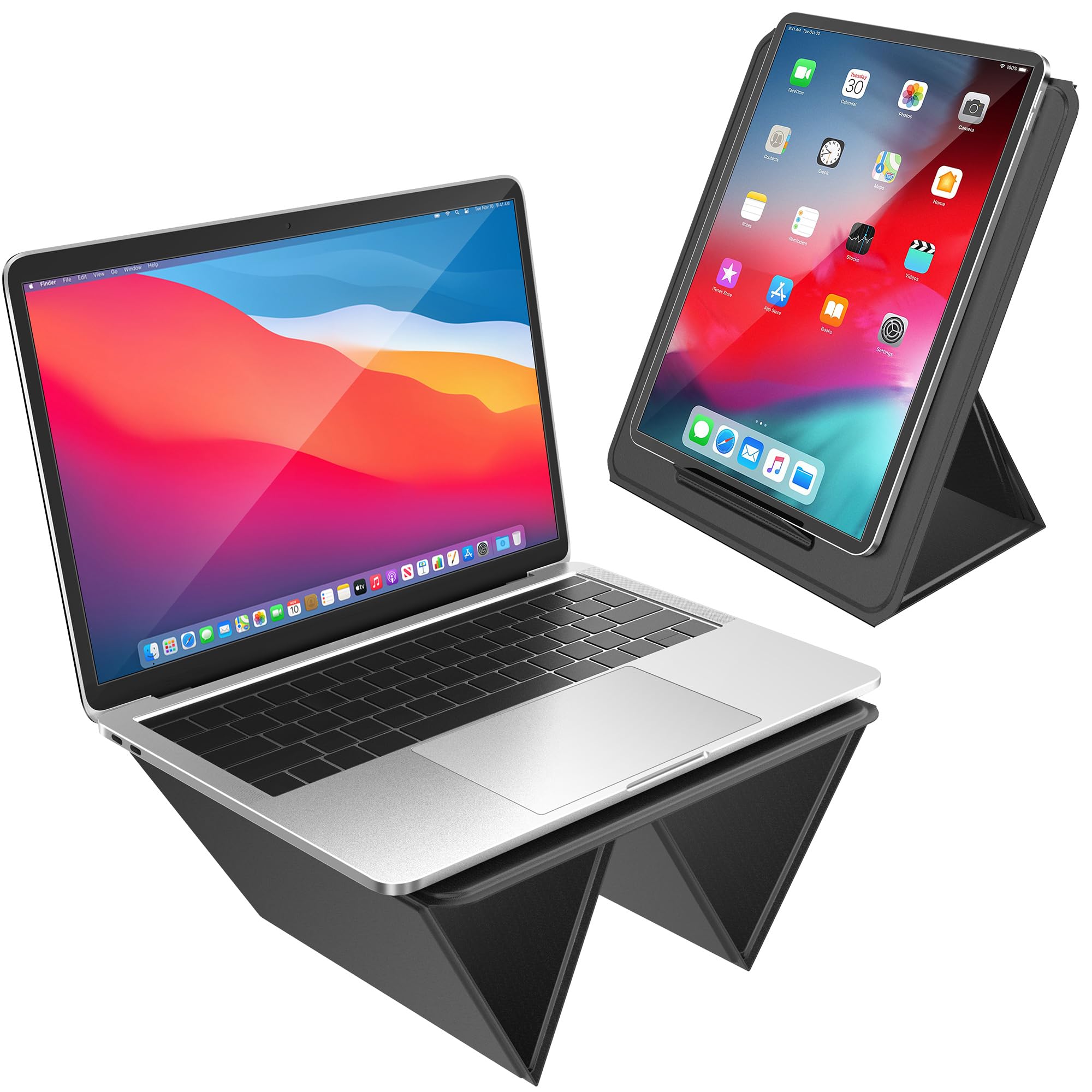 AboveTEK Ergonomic Laptop Stand Tablet Holder for Desk Portable Foldable Computer Riser Adjustable Angle Travel Stand for MacBook