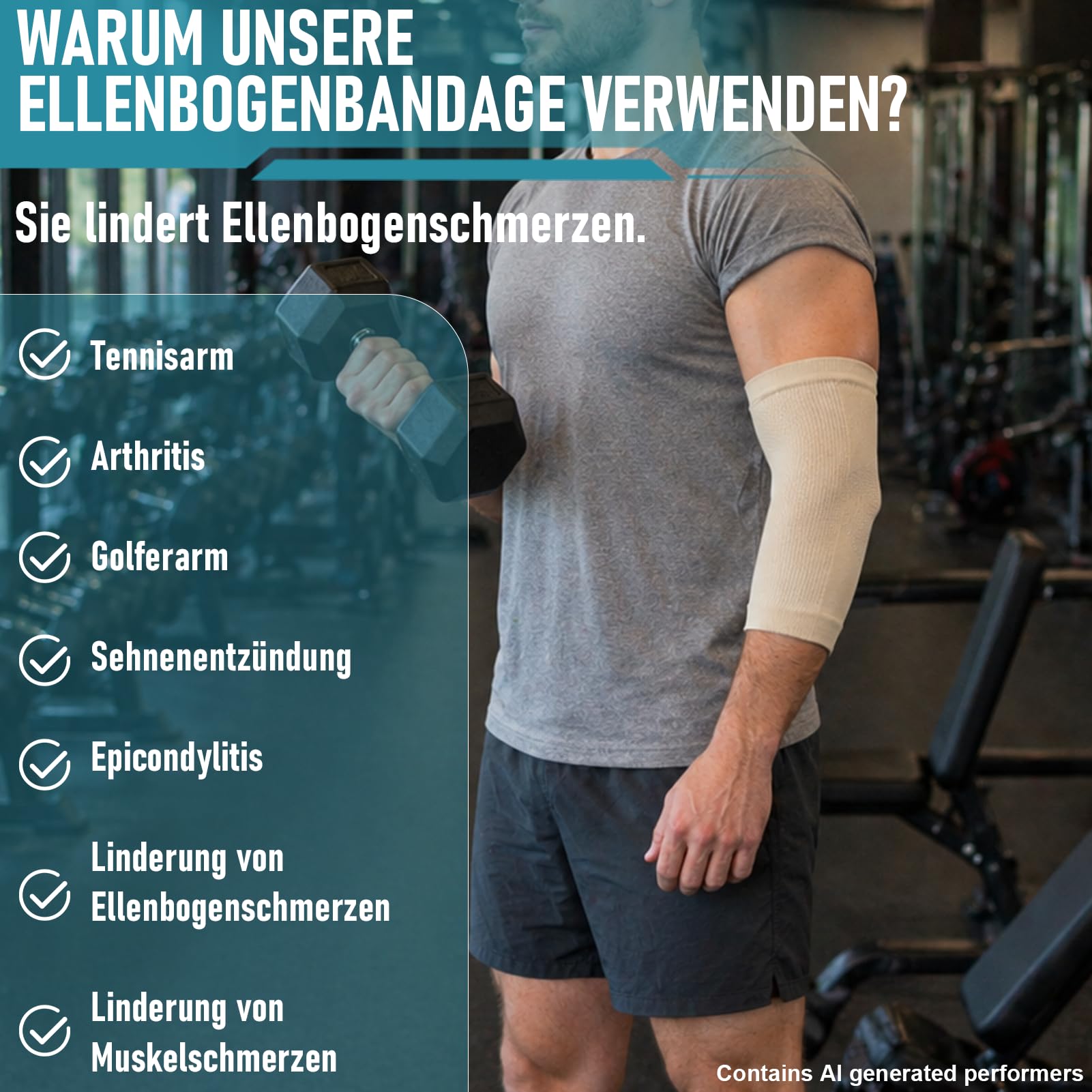 2 PCS Ellenbogenbandage, Kompression Ellenbogen Bandage, Ellenbogenschoner Damen Herren für Sport, Arthritis, Sehnenentzündung, Ellenbogen Sportverletzungen (Hautfarben, L)