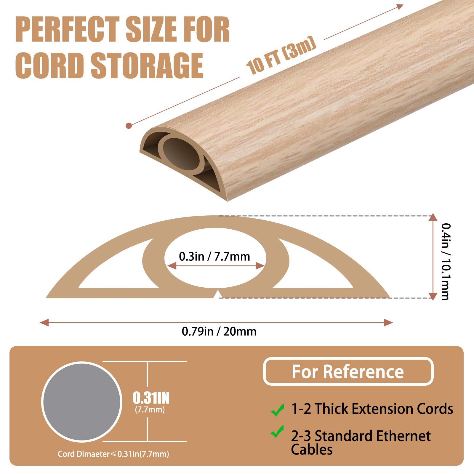 Passe Cable Sol 3M Goulotte Passe Cable Sol, Petit Canal de Cordons d'alimentation Flexible pour Le Bureau Protection des Fils Electriques et Prévention des Risques de Trébuchement - 3