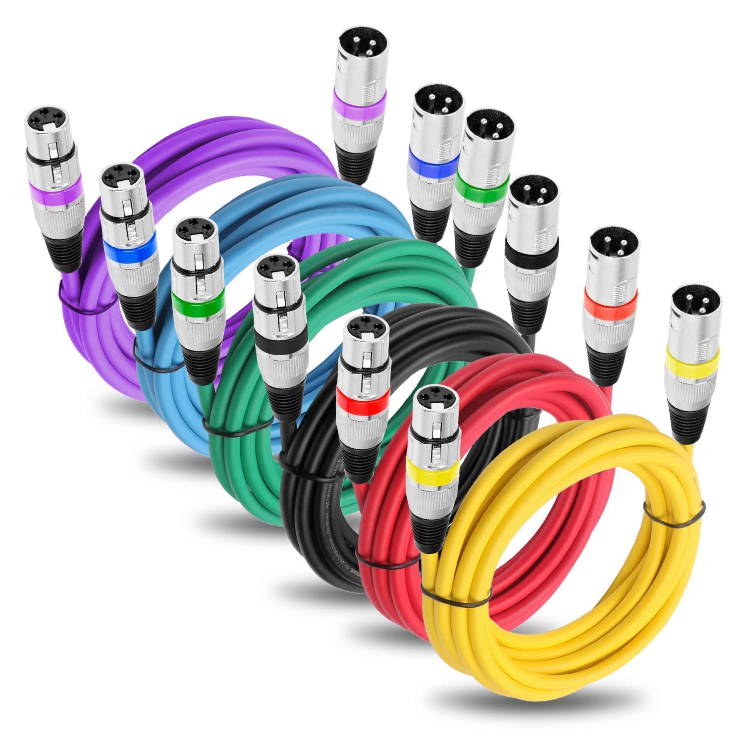 3-Pin XLR Cable DMX512 Stage Light Cable Wire Xlr Male to Female Cable for Microphone, Speaker, DMX-Lights, Recording Cord.(Colour May Vary) Pack of 6 (1 Meter/3.2 Feet, 6 Random Color)-image-45