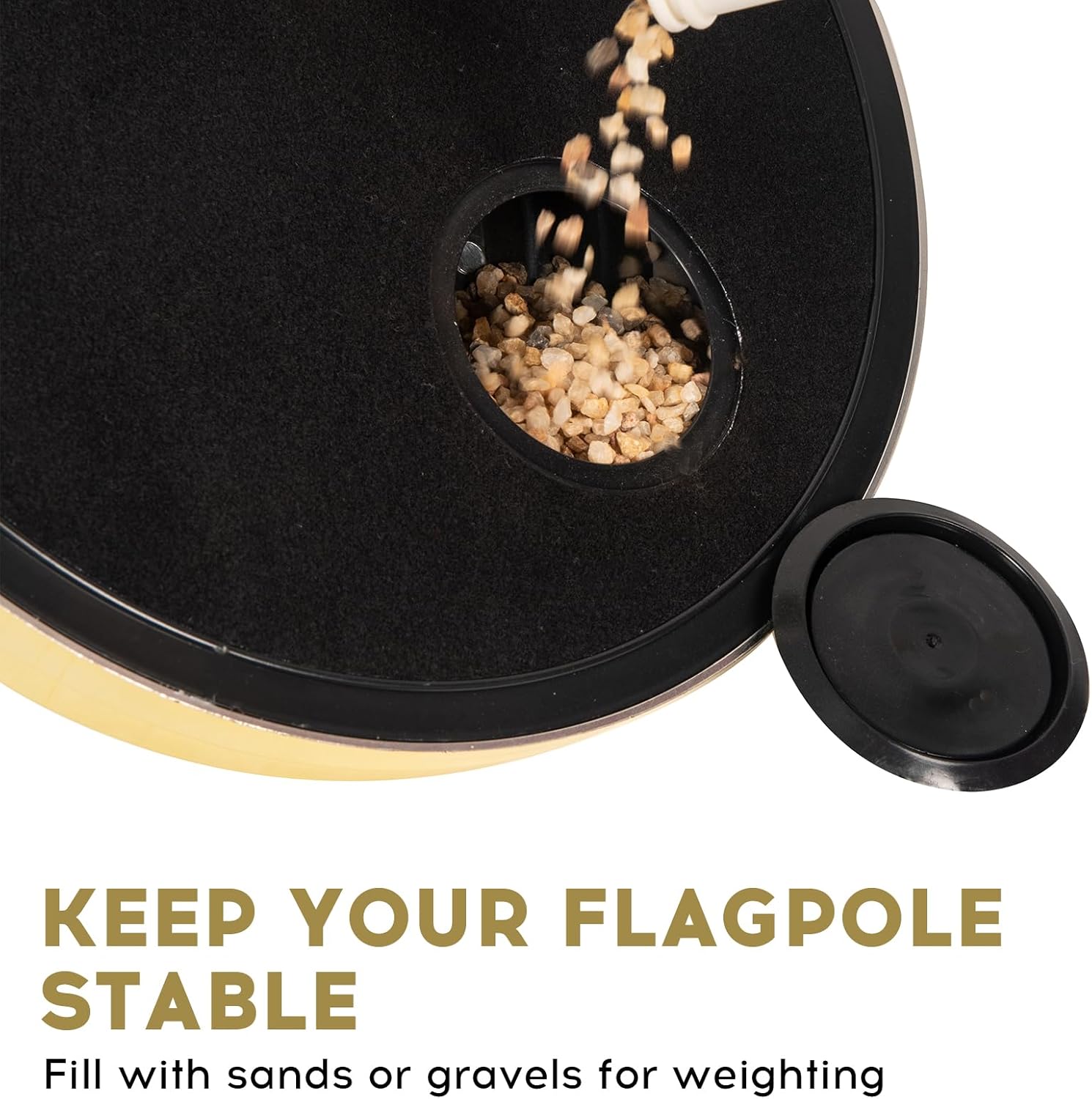 Base Stand for Flagpole Indoor, Compatible with 1.3 Inch, 1.1 Inch and 0.9 Inch Diameter FlagPole, Gold Finsh Flag Base Stand for Indoor Flagpole, Prefect for Classroom, Office, Meeting Room - Image 3