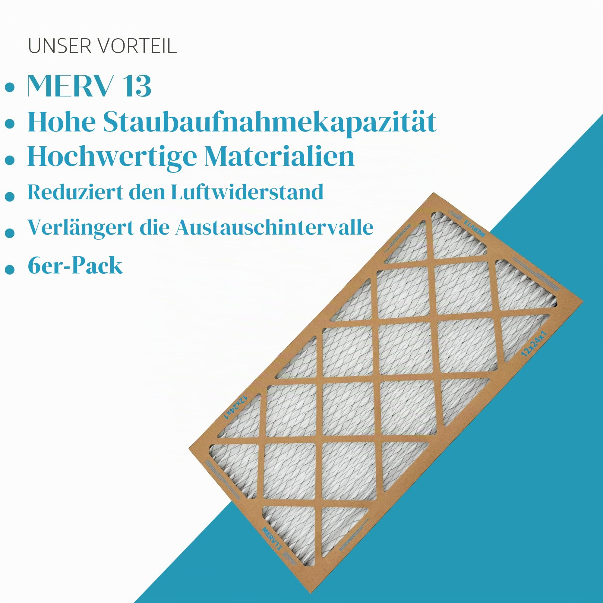 Furnace AC Luftfilter MERV 13, 30,5 x 30,5 x 2,5 cm, plissierter Luftfilter für HVAC-System (6 Stück)