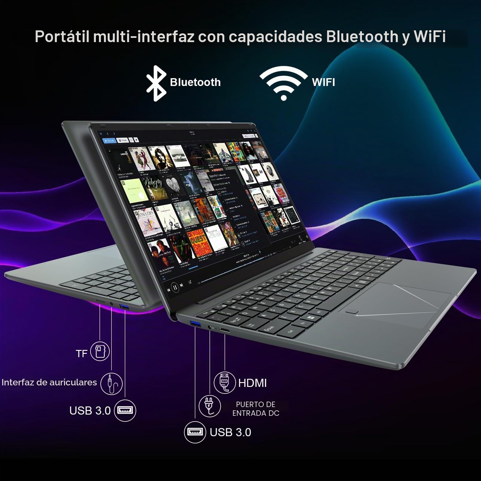 PINSTONE Ordenador portátil de 15,6 Pulgadas, Procesador Celeron N5095 | 16GB RAM 512GB SSD, pantalla Full HD, lector de huellas dactilares, HDMI, WiFi 5, Bluetooth, para escritorio y estudios