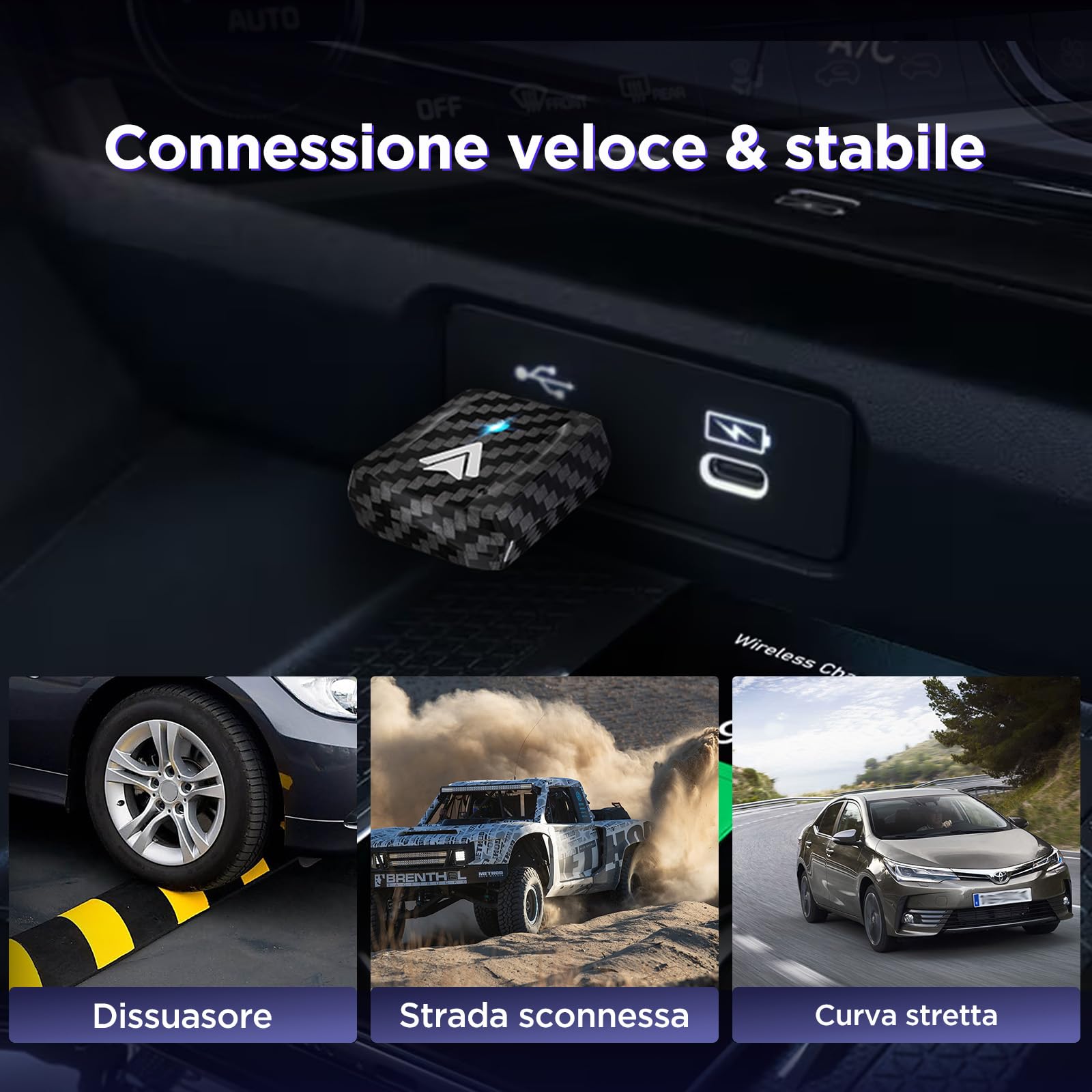 MSXTTLY Adattatore Wireless Android Auto – U2AC-L9 2026 Trasforma Android Auto Cablato in Wireless per Autoradio, Compatibile con Android 11+, USB-C/USB-A, Wi-Fi 5 GHz, Nero