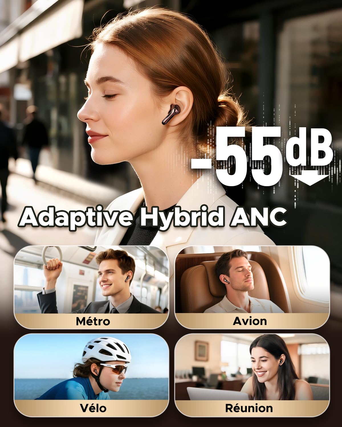 SoundPEATS Air5 Pro BT 5.4 Écouteurs sans Fil - Écouteurs Intra auriculaire, LDAC & aptX Lossless, Hi-Res Audio, 55 DB Hybrid ANC, 6 Microphones, multipoint, 37H d'autonomie, IPX5