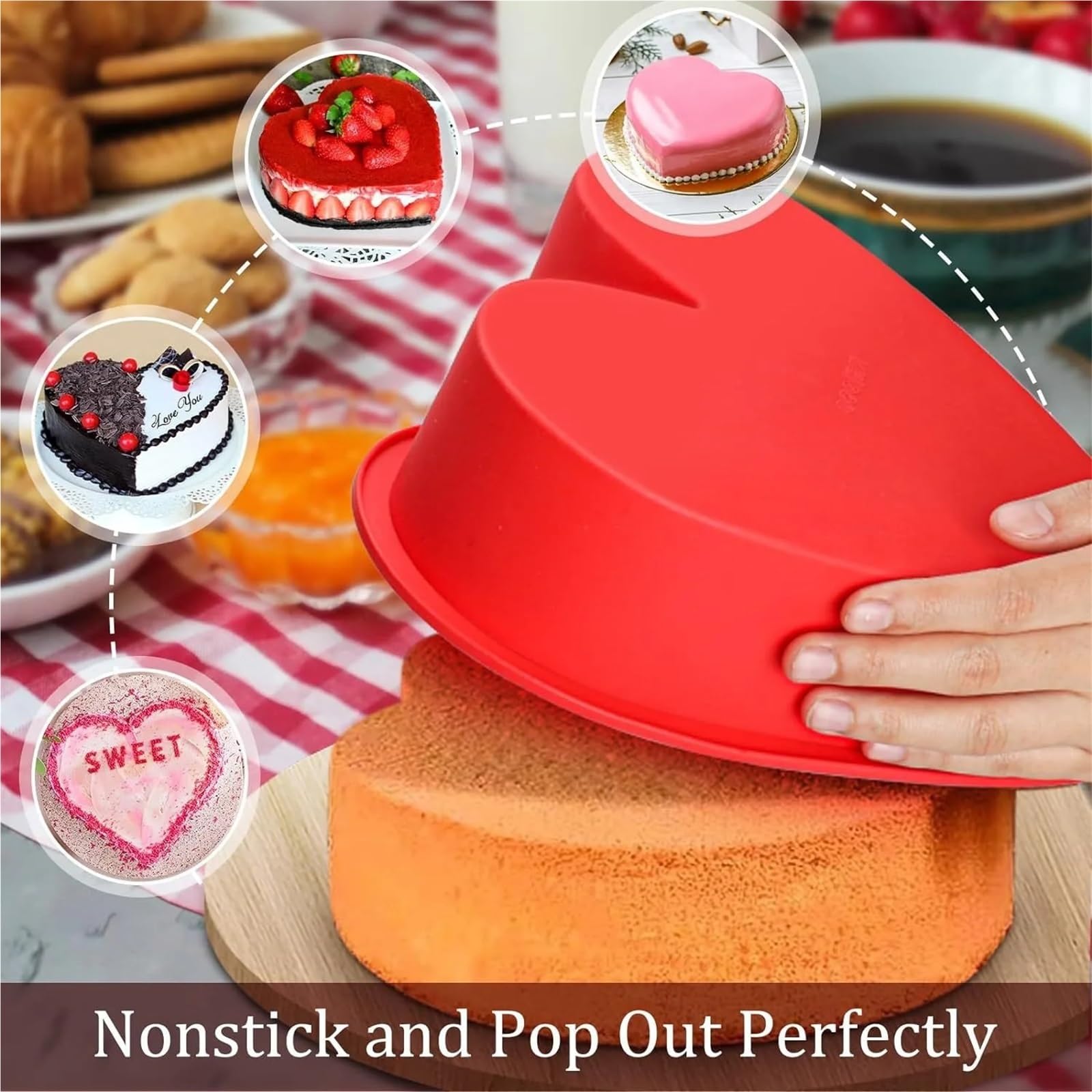 2 moules à gâteau en forme de cœur silicone 10 pouces pour Créer des Gâteaux