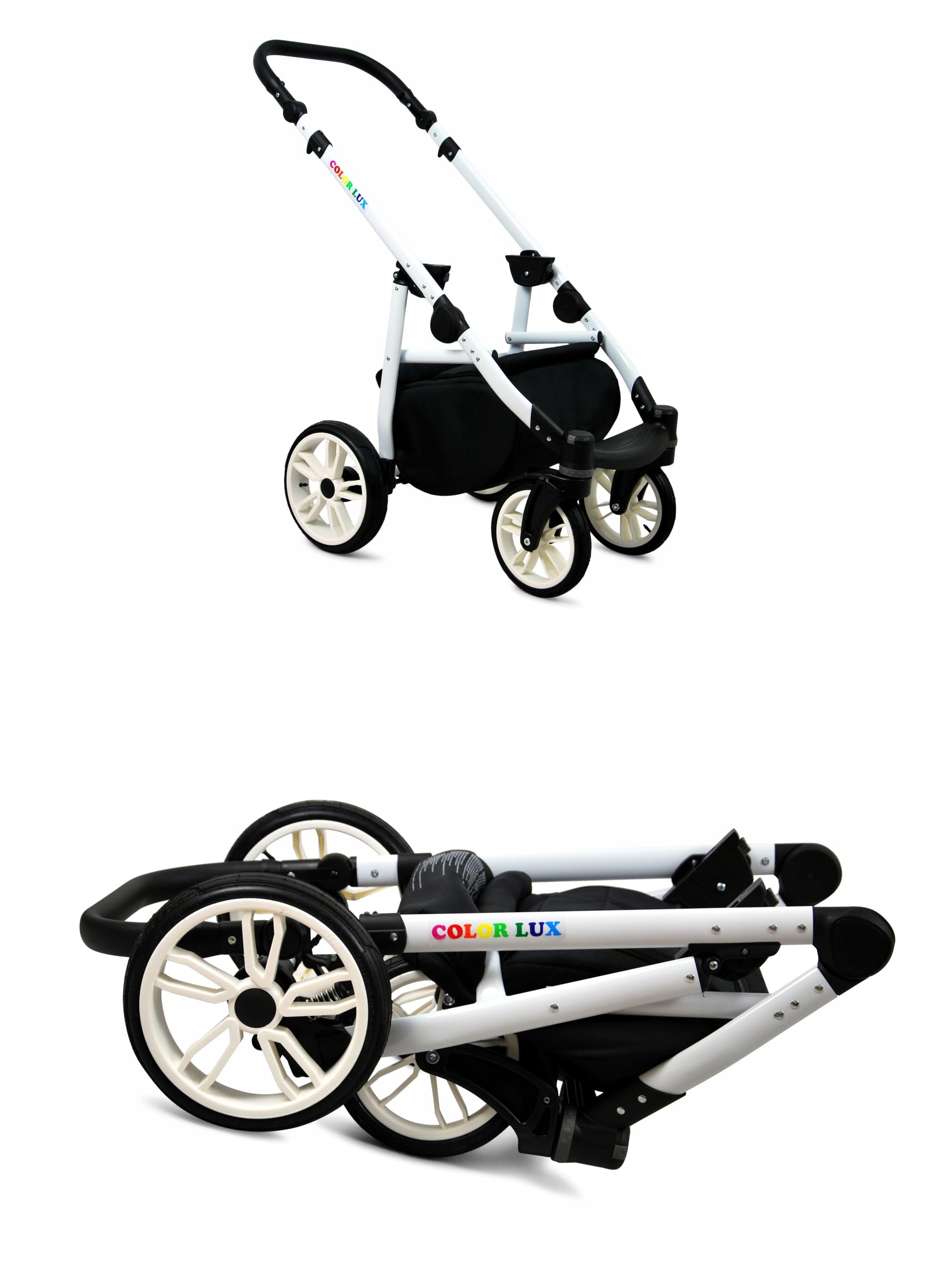 BabyLux® Kinderwagen Set 3 in 1 - Color Lux - incl. Babywanne, Buggy Sportsitz, Auto-Babyschale - Autositz - Kinderwagenset - Kombikinderwagen mit Wickeltasche, Regenschutz usw.