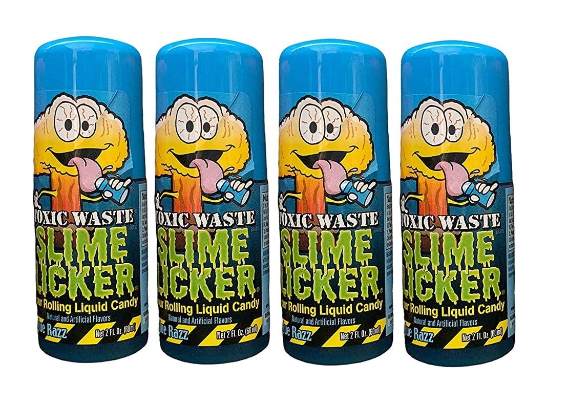 Slime Licker Sour Rolling Liquid Candy 4Pack of Blue Razz Flavor