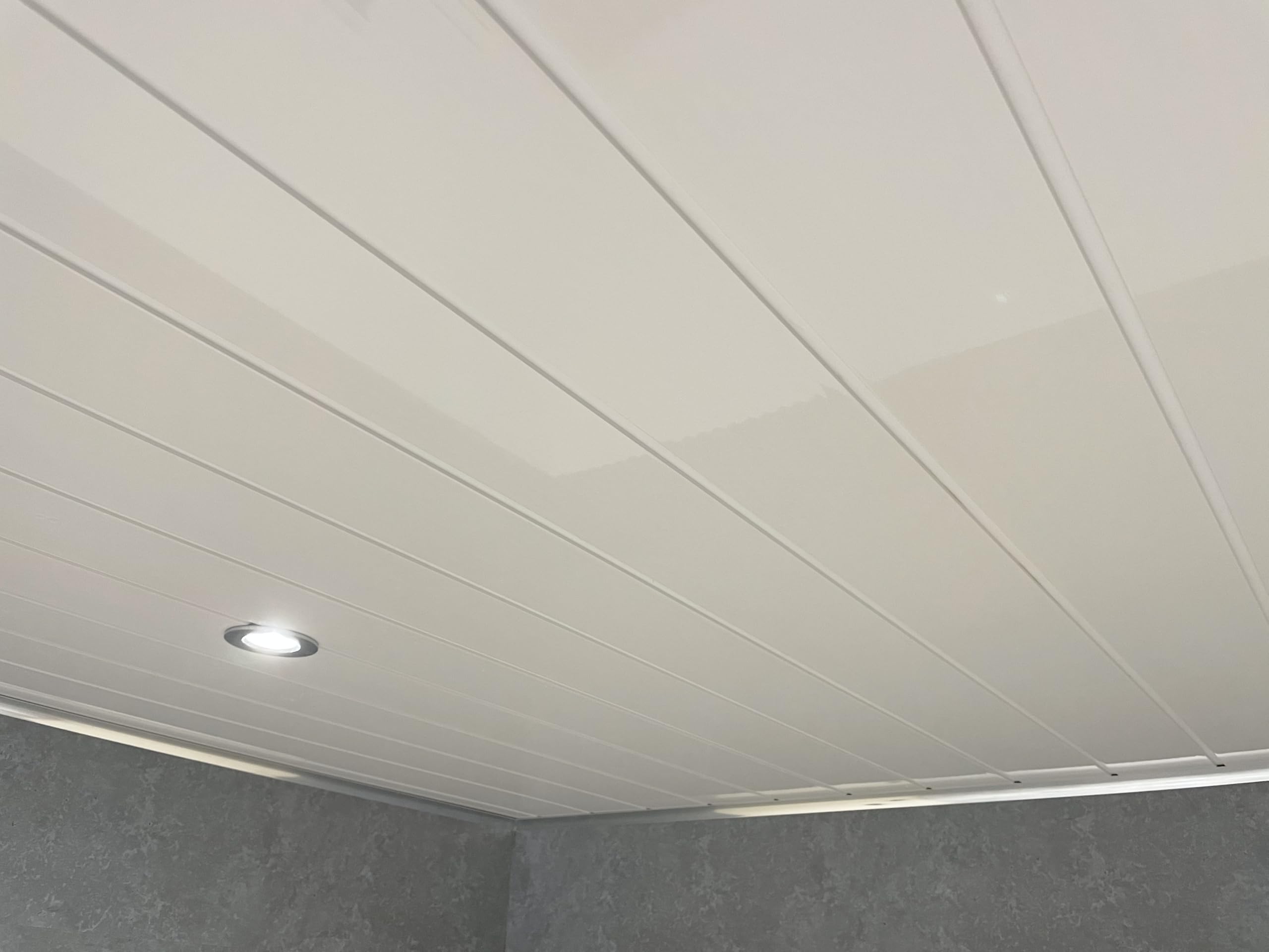 Gloss White Twin Embedded PVC Ceiling Panels Bathroom Cladding Shower Wet Wall (20 Panels)