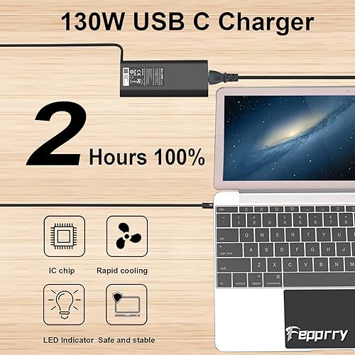 Miniatura 2 de Cargador de repuesto USB C Dell de 130 W para Dell XPS 15 2 en 1 9575 9510 9500 9520 XPS 17 9700 9710 9720, Precision 5530 2 en 1 5550 5560 5750