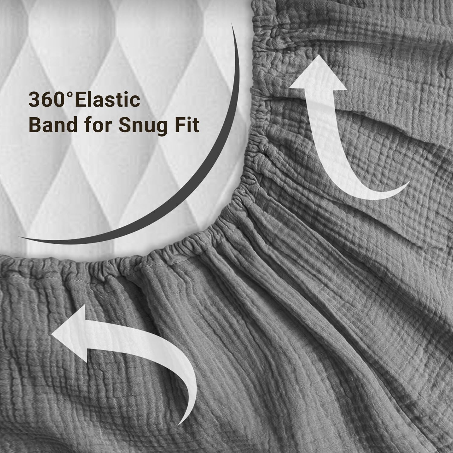 Spannbettlaken aus 100 % Musselin-Baumwolle, nur mit 40,6 cm elastischer, tiefer Tasche, 1 Stück, weich, atmungsaktiv, saugfähig, Gaze, Doppelbett-Spannbetttuch, minimalistischer, flauschiger