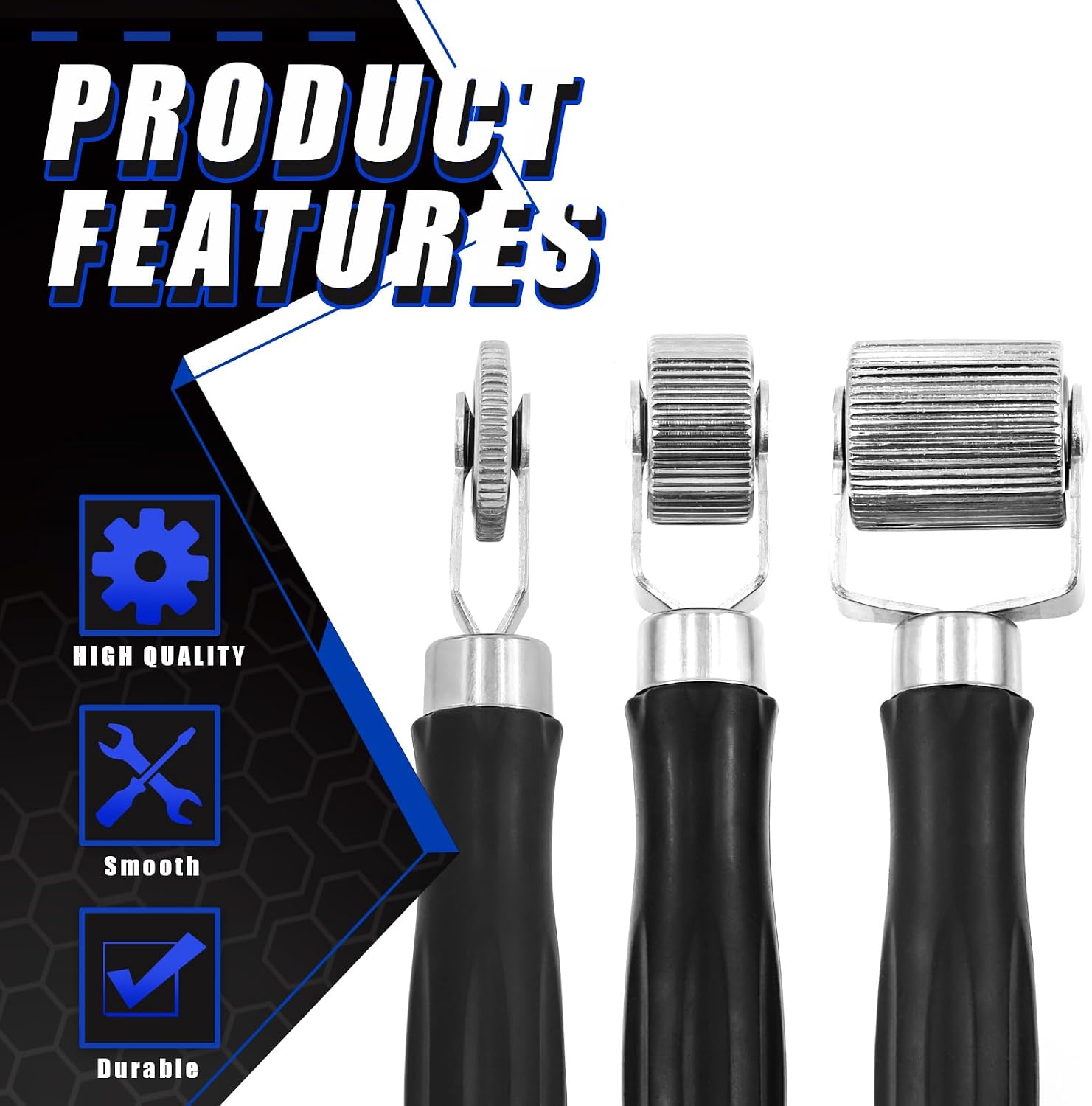 Glarks 4Pcs Car Sound Deadening Roller, 6mm 20mm 40mm Metal Installation Tool Application Wheel Roller Seam Roller Sound Proof Insulation Metal Kits with Scraper for Car Sound Deadening Installation