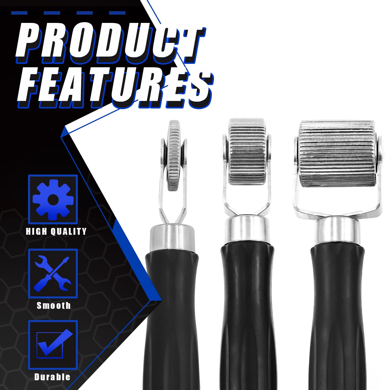 Glarks Lot de 3 rouleaux d'insonorisation pour voiture, 6 mm, 20 mm, 40 mm, outil d'installation en métal, rouleau de couture pour audio automobile (4/6/12/20/40 mm)