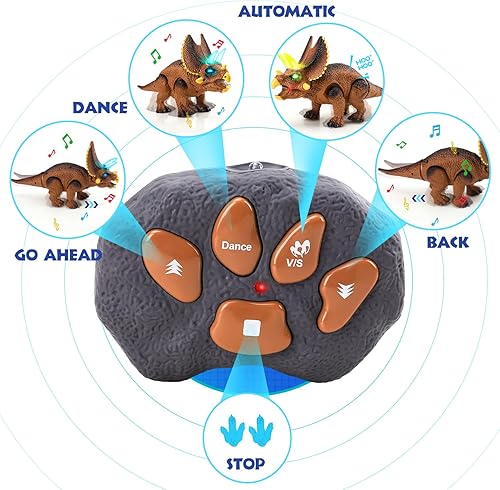 Vista 26 de STEAM Life Juguete de dinosaurio iluminado con control remoto para niños de 3 a 7 años + con sonido rugido realista, robot electrónico T rex