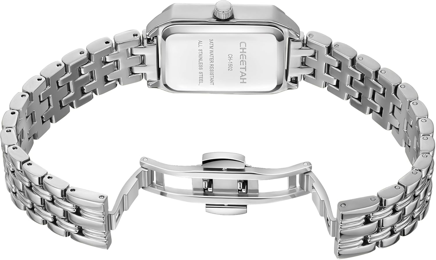 CHEETAH Women's Gold-Tone Dainty Watch, Retro Style Rectangular Case and Stainless Steel Band, Gift for Her - Image 2