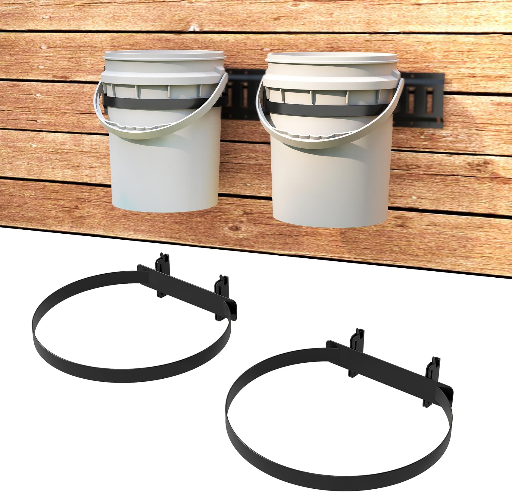 lesolar 2 Pcs E Track 5 Gallon Bucket Holder Wall Mounted Bucket Hanger E Track Accessories Heavy Duty E Track Rail Buckets Holder Organizer for Enclosed Trailer, Workshop and Garage