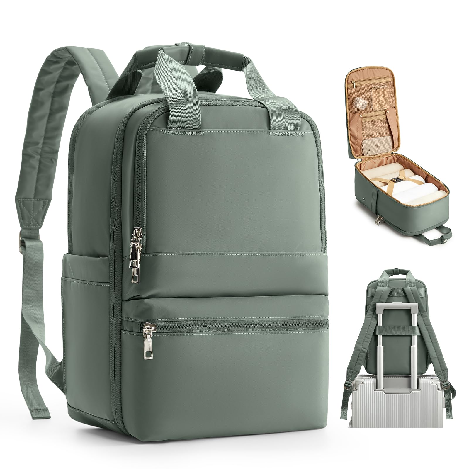 bergsalz zaino ryanair 40x20x25 zaino da viaggio donna zaino da viaggio aereo bagaglio a mano 40x20x25 ryanair zaino uomo Sportivo zaino da scuola casual laptop da 14 pollici verde