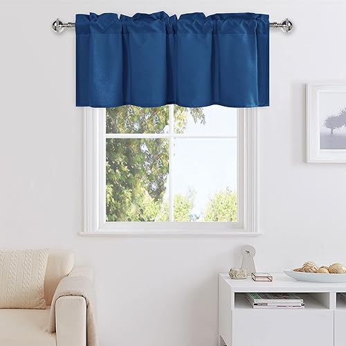 DWCN Cortinas con Cenefas para Sala de Estar - Cortina de Cenefas Sólida Corta para Cocina, Cenefas para BañoSótano con Bolsillo para Barra, 1