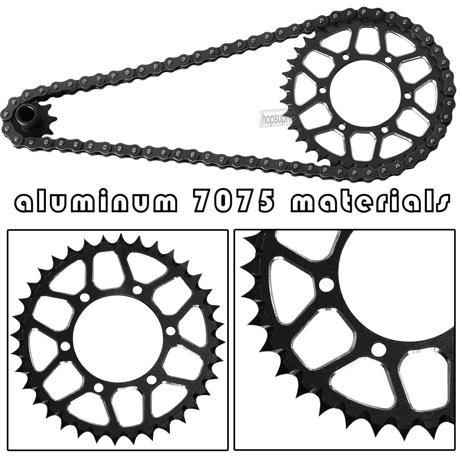 Upgrades Parts Aluminum 7075 Rear Hub Chain Sprocket 36T Gears&Manganese Steel Roller Chain&10T Steel Front Sprocket for L0SI 1/4 Promoto-MX Motorcycle RTR FXR(los06000)(los06002),Black