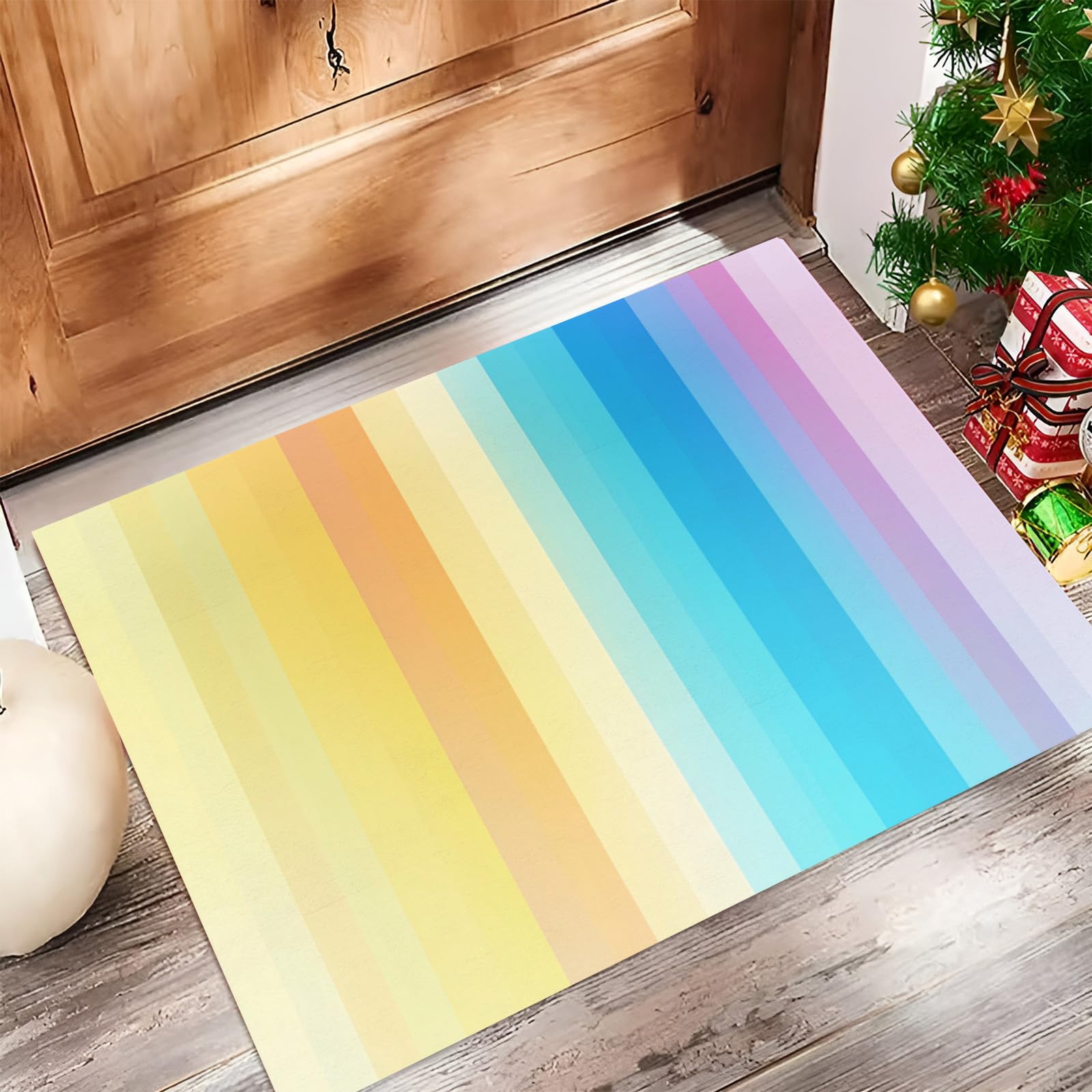 Tapis de sol pour porte d'entrée moderne arc-en-ciel pour un couloir propre