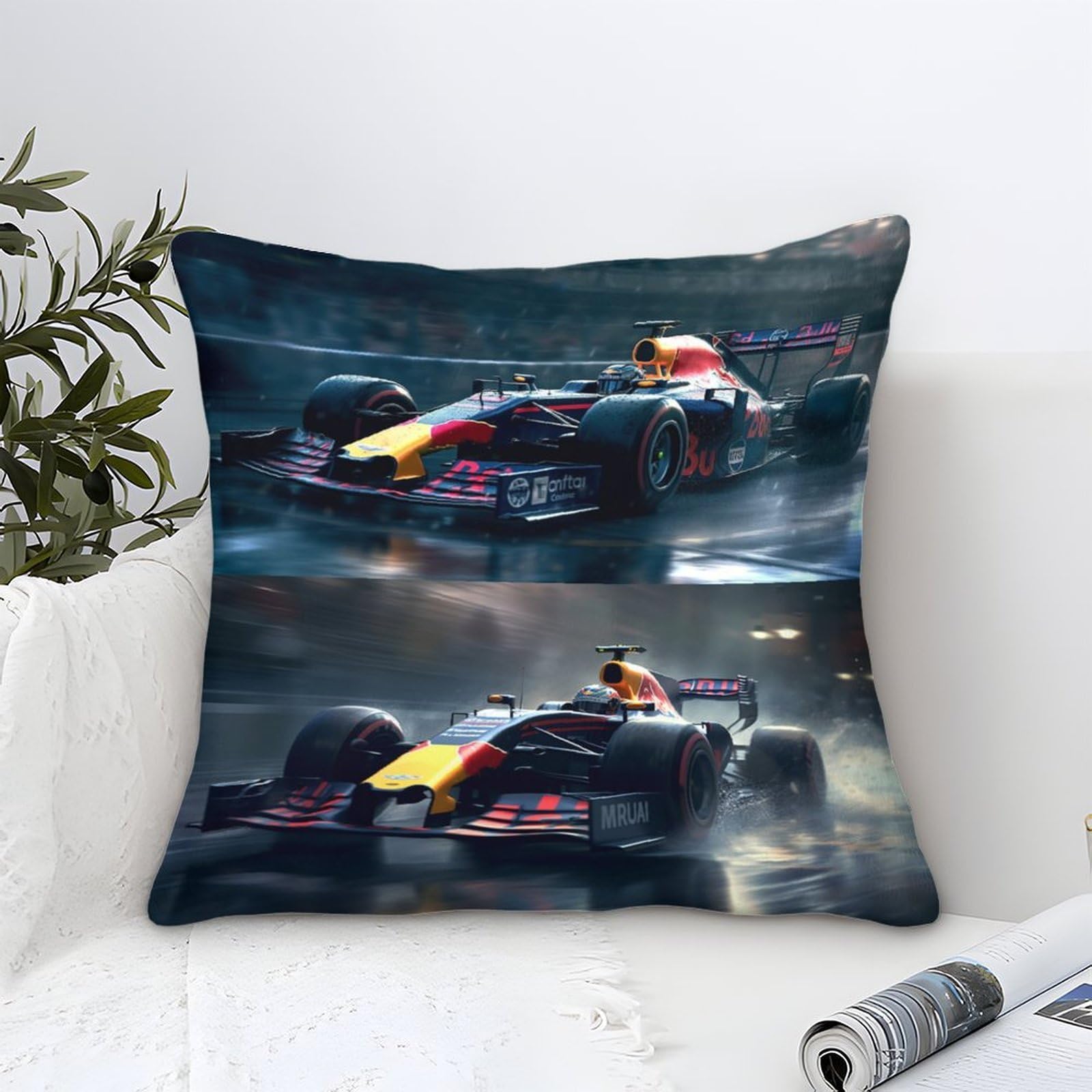 Dafufbw Formulaa Racing Microfiber Cushion Cover 40X40cm, Racing Car Decorative Square Throw Pillow Case For Couch Livingroom Sofa Bed