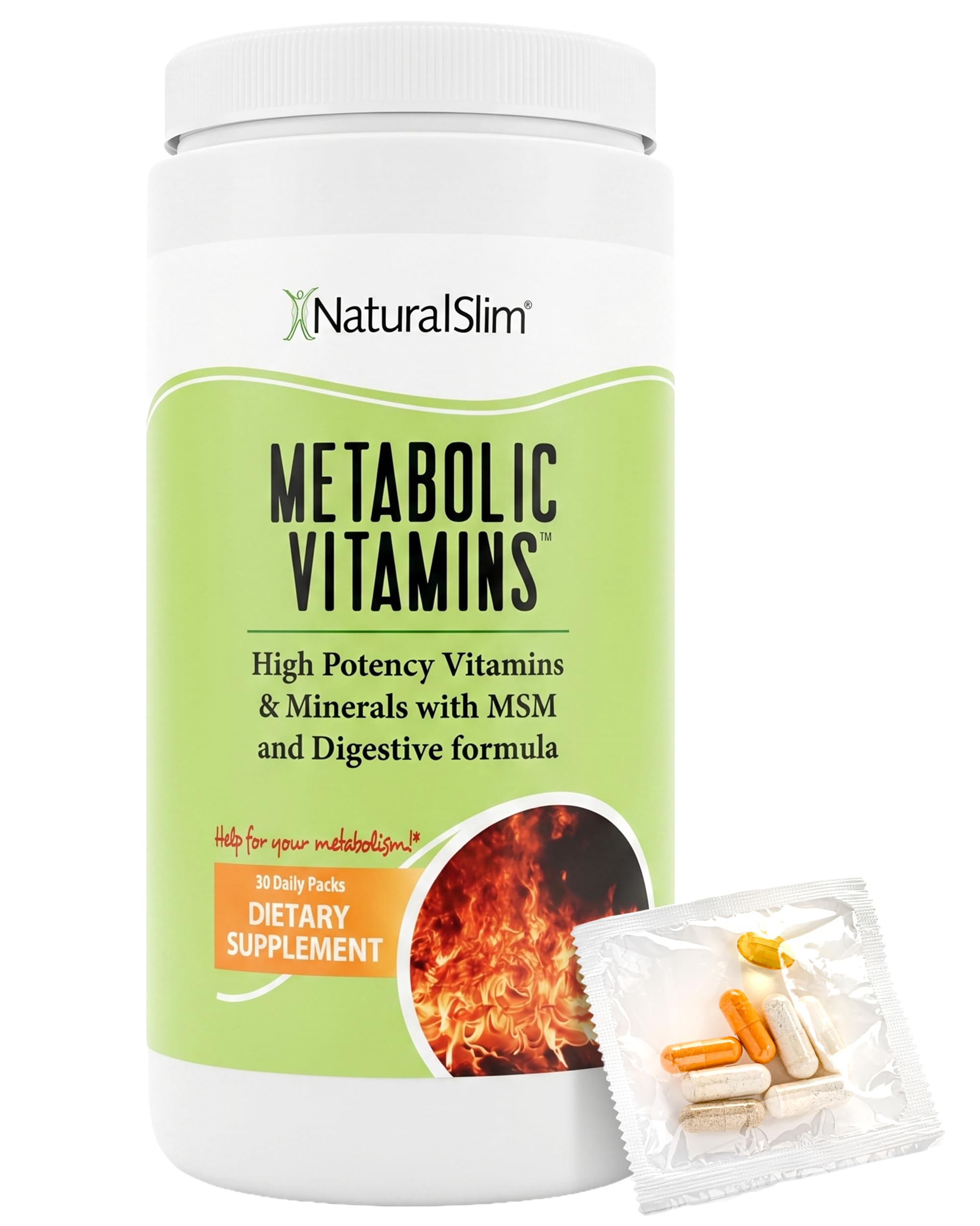 NaturalSlim Metabolic Vitamins, Multivitamin for Women & Men, Supports Energy, Metabolism & Nutrient Absorption with Digestive Enzymes, Womens Multivitamin with B-Complex & Niacin 1 Pack