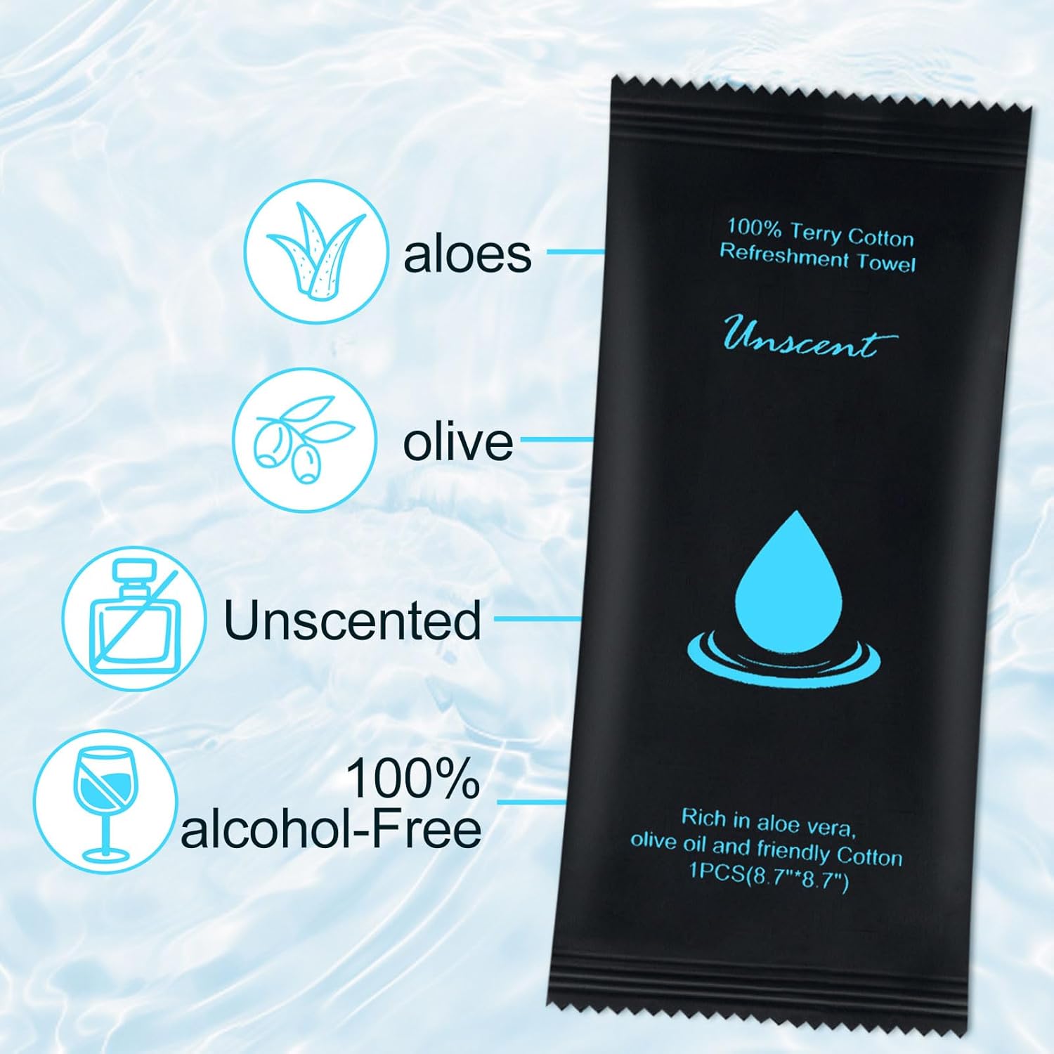 Moist Cotton Towel Bulk Moist Towelettes Individually Wrapped 8.7" x 8.7",White Towel Services,Refreshment Pre Moistened Towels for Travel Sport Party Spa Dentist (1 Count (Pack of 50), Unscented)