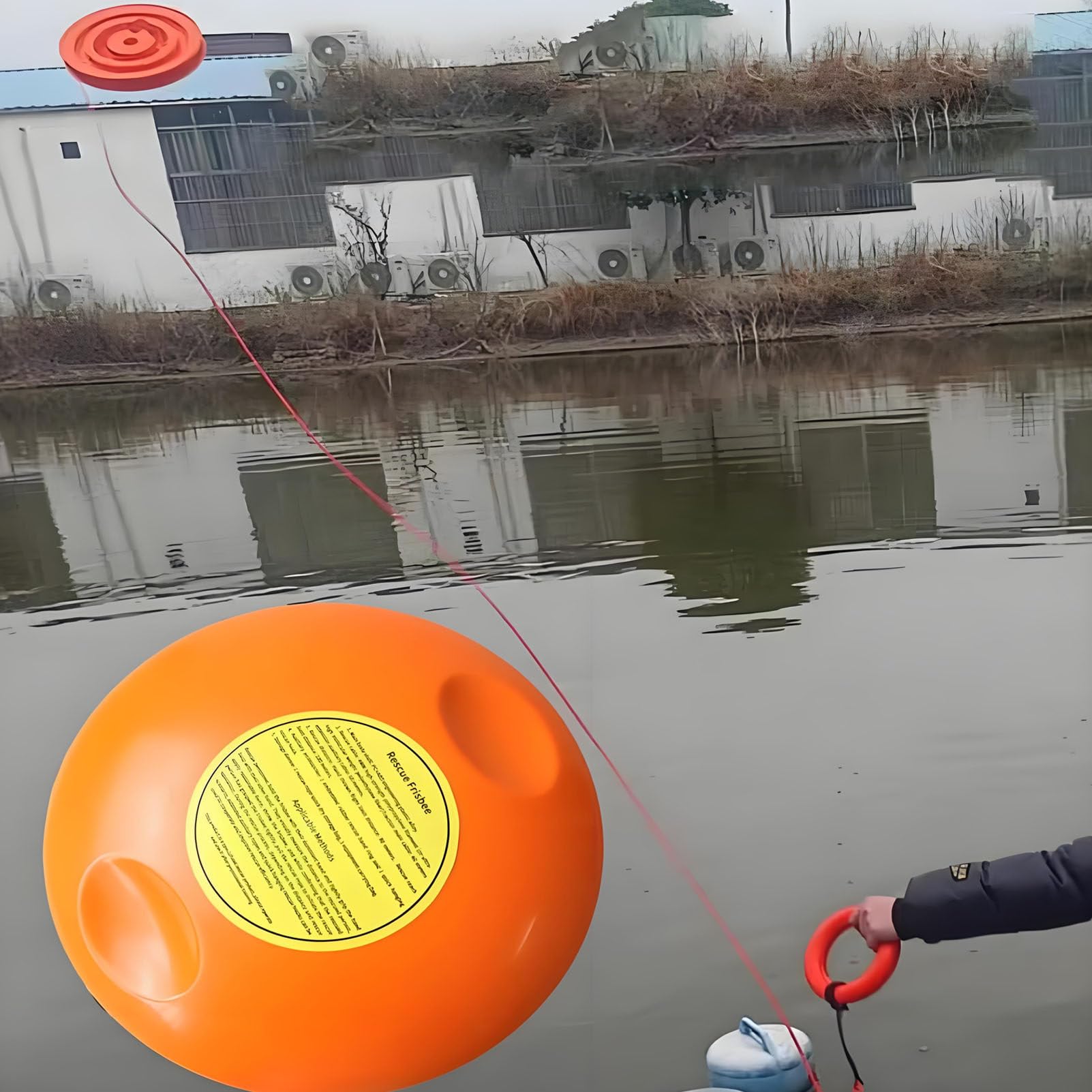 Caibendss Orange Water Rescue Throwing Disc,Symmetrical Grooves Frisbee