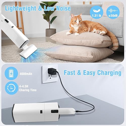 Miniatura 5 de Aspiradora inalámbrica de mano - 20000 Pa potente succión, aspiradora de mano de 2 velocidades recargable inalámbrica para automóvil, pelo de