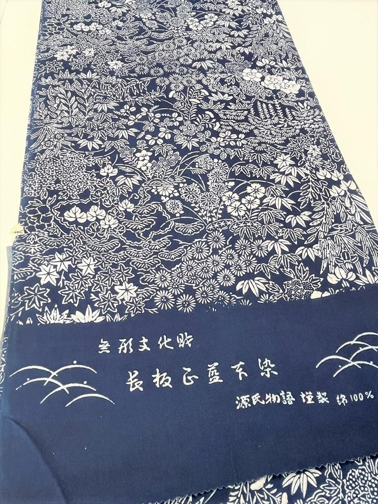 セール商品】浴衣 反物 未仕立て【藍染 絽 長板中形 ネイビー