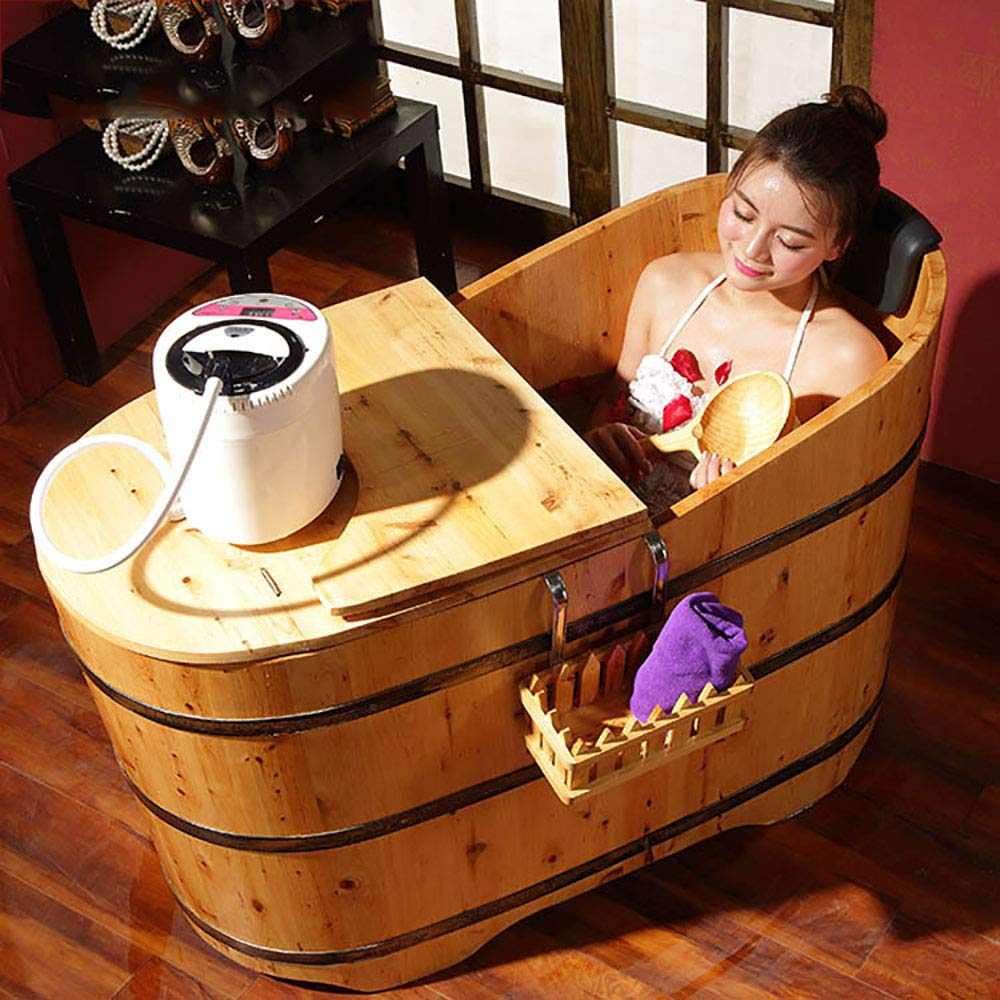 Amazon｜Fu蒸木製樽、浴槽サウナ樽木、樽浴槽浴槽fu蒸サウナ風呂樽、蓋 