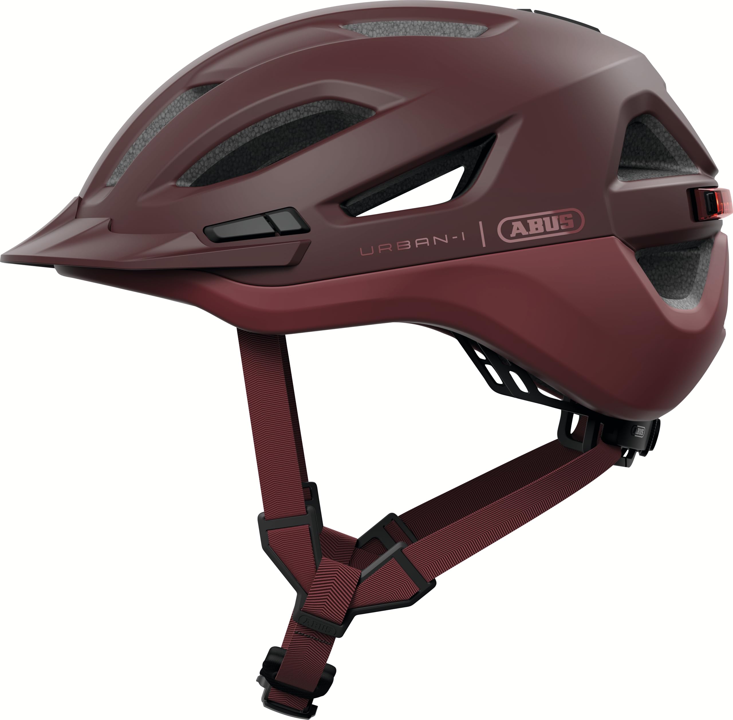 ABUS Stadthelm Urban-I 4.0 ACE Casque de vélo avec feu arrière Rechargeable, 4 Modes d'éclairage, visière, Ouverture tressée et Fermeture magnétique - pour Adolescents, Femmes et Hommes