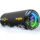 D320 40W Bluetooth Speaker, IPX7 Waterproof Portable Speaker with Dual Voice Coil, Customized EQ APP, 360 Sound, Party Lights, V5.3, TF/AUX, Black