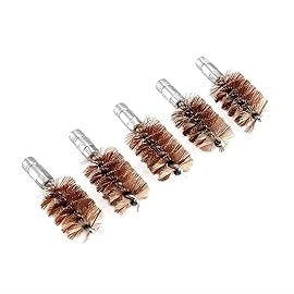 BOOSTEADY 5 Pcs Phosphor Bristle Bronze Bore Gun Cleaning Brush for Pistol Shotgun with 50 Professional Square Patches Multi-Caliber