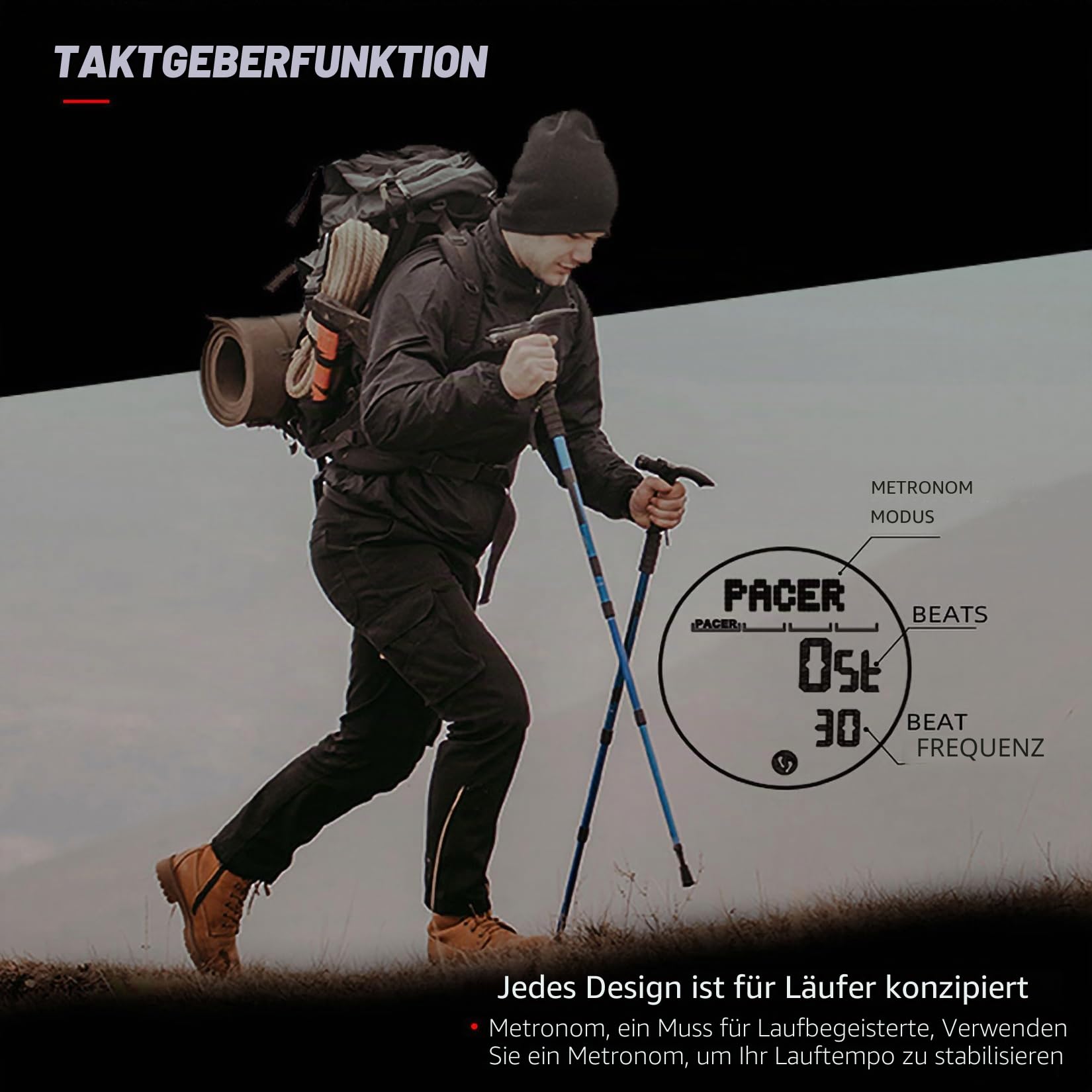 DIDITIME Taktische Uhren für Männer, Militärische Uhren für Männer, Wasserdicht 164FT, Fitness Uhr, Herren Digital Uhren mit Kompass, Metronom, Schrittzähler, Leichte Atmungsaktive Nylon Uhr