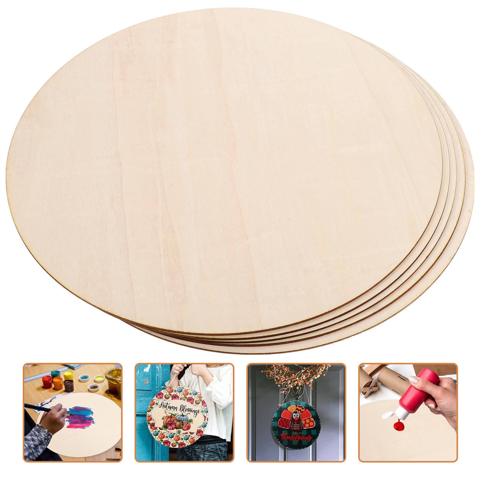 TOYANDONA Set di 5 Dischetti Rotondi in Legno Grezzo per Decorazioni Fai da Te, Design Vuoto, Facile da Appendere, per Artigianato e Cerimonie