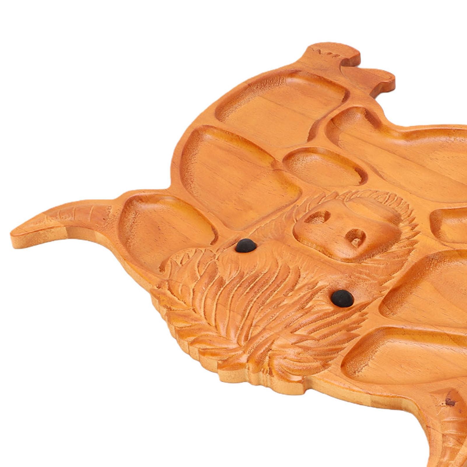 SIXRUN Tabla de Embutidos, Fuente de Madera de Pino para Servir Vaca con Detalles Tallados a Mano, Compartimentos Divididos, 11,8 X 13 X 1,0 Pulgadas para Mesa de Fiesta de Refrigerios de Frutas,