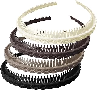 HINGTAI 4Pcs Wheat Ear Style Anti-slip Toothed Headband, Fashionable Bands for Women with Teeth, Comfort Plastic Headbands Decorations Supplies for Women Suitable for Home or Commuting